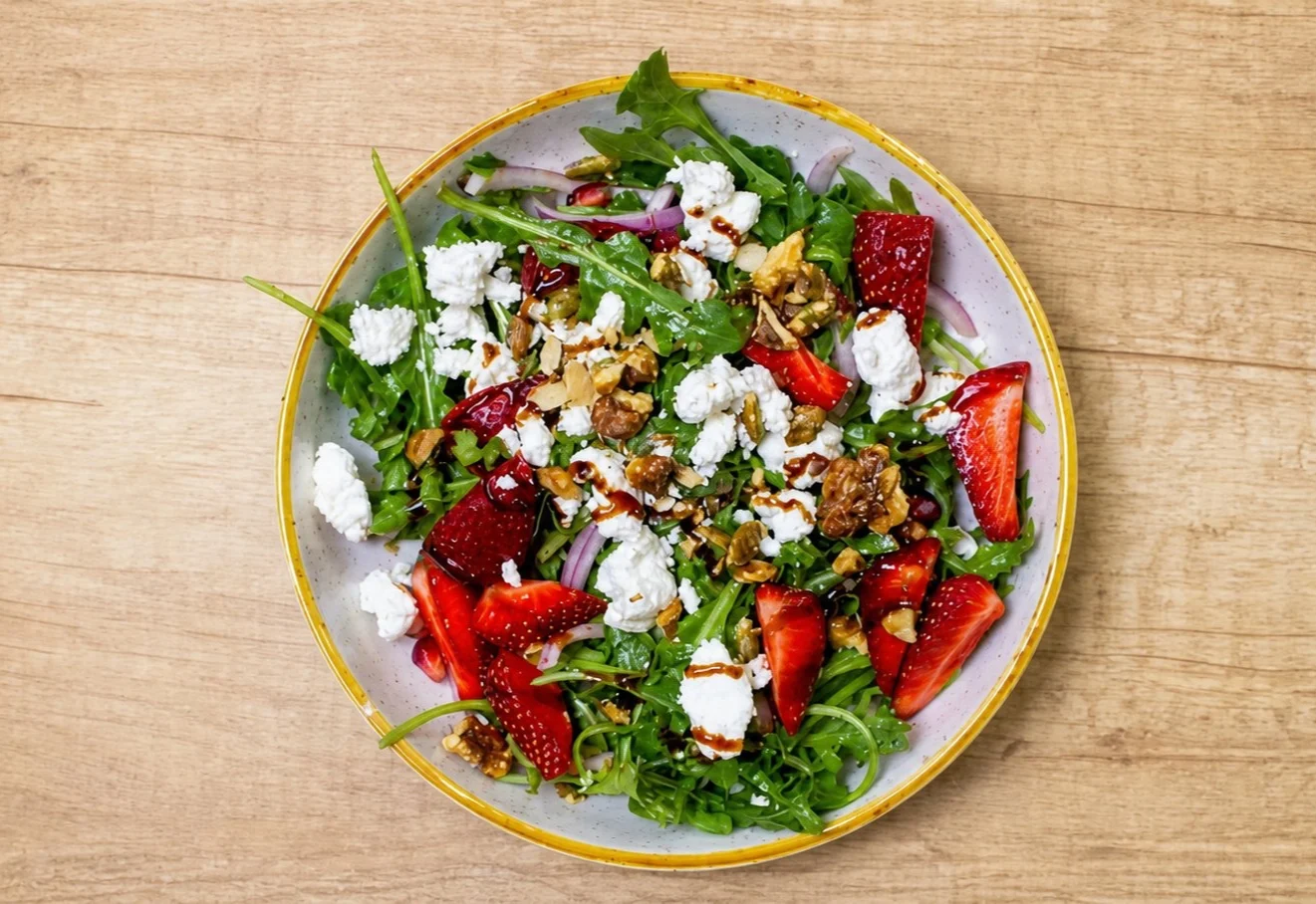 Strawberry and goat cheese salad